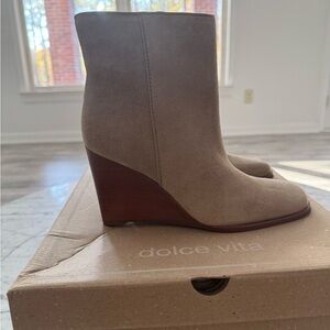 Dolce Vita Susann Almond Suede Wedge Boots